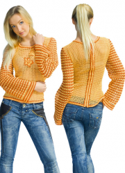 Women's crochet blouse with bulk patterns yellow and brown 